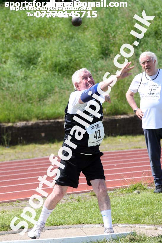 Mens shot putt, 2019 NEMA Track and Field Champs, Monkton. Photo:  David T. Hewitson/Sports for All Pics